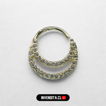 Aros enchapados en oro piercing septum con circones