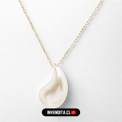 Collar enchapado en oro veneciana con gota de perla