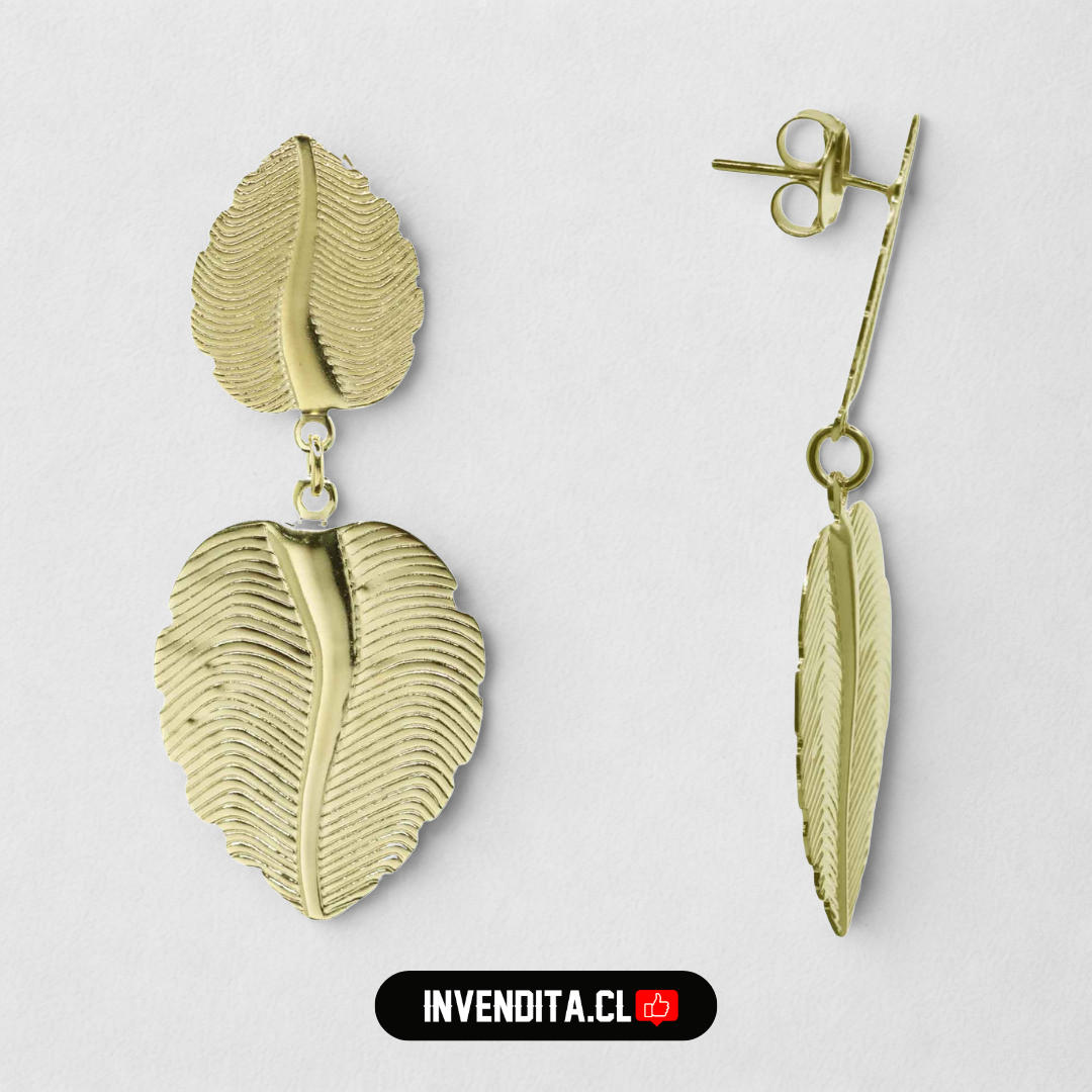 Aros enchapados en oro diseño placas de hojas