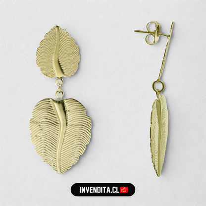 Aros enchapados en oro diseño placas de hojas