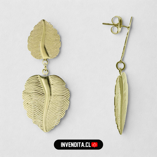 Aros enchapados en oro diseño placas de hojas