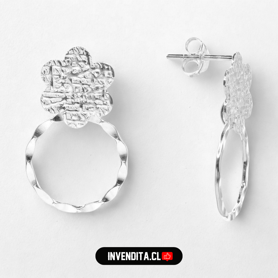 Aros de plata 925 flores texturizadas