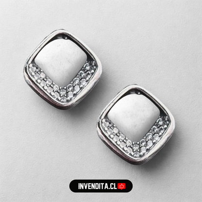 Aros de plata 925 cuadrado con circones