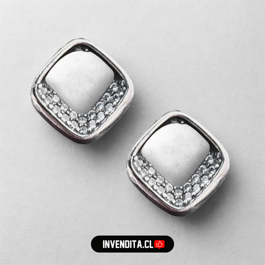 Aros de plata 925 cuadrado con circones