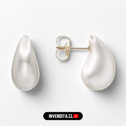 Aros enchapados en oro gota de perla de imitación
