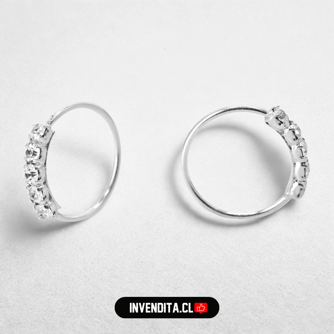 Aros de plata 925 piercing con circones brillantes