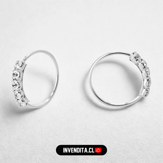 Aros de plata 925 piercing con circones brillantes