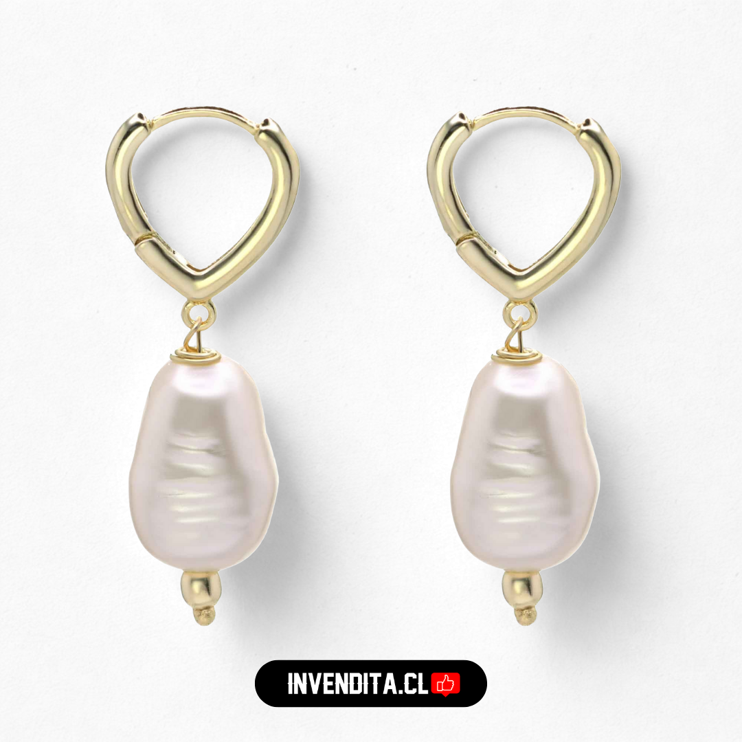Aros enchapados en oro argolla con perlas irregulares