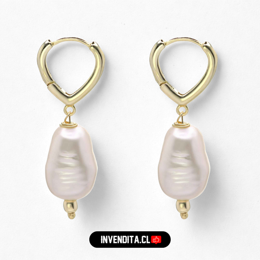 Aros enchapados en oro argolla con perlas irregulares
