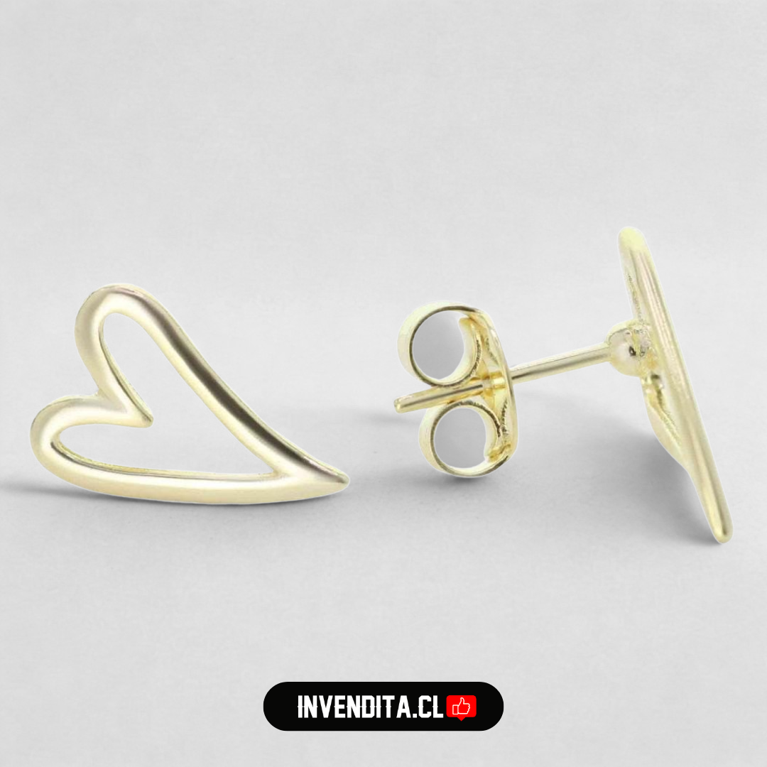 Aros enchapados en oro figura corazón