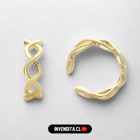 Aros enchapados en oro Cuff diseño trenzado