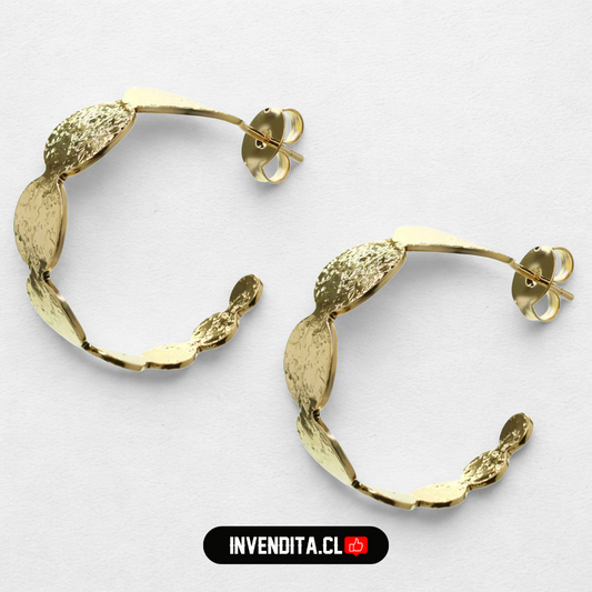Aros enchapados en oro argollas diseño placas texturizadas
