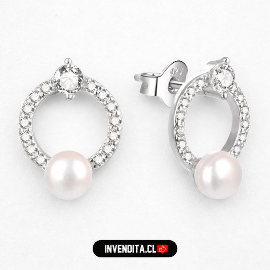 Aros de Plata 925 circulo con circones y perla
