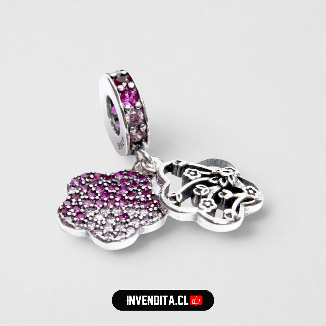 Charm estilo pandora flores pink circones