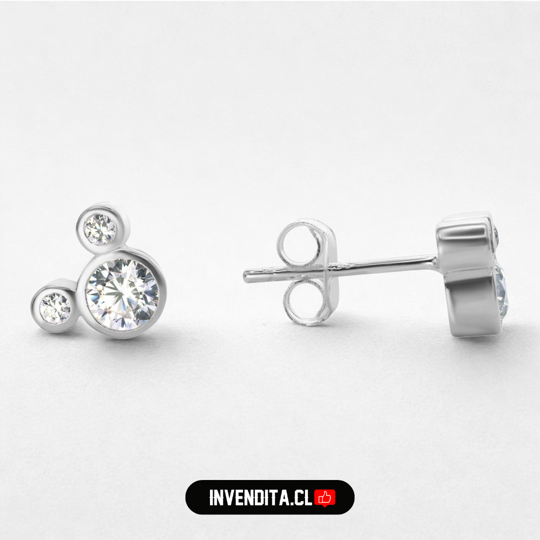 Aros de plata 925 diseño Mickey Mouse de circones