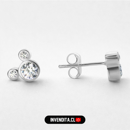 Aros de plata 925 diseño Mickey Mouse de circones