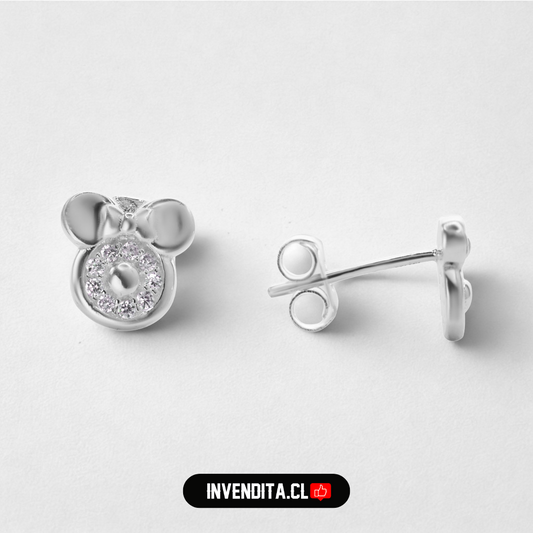 Aros de plata 925 diseño Minnie Mouse con circones