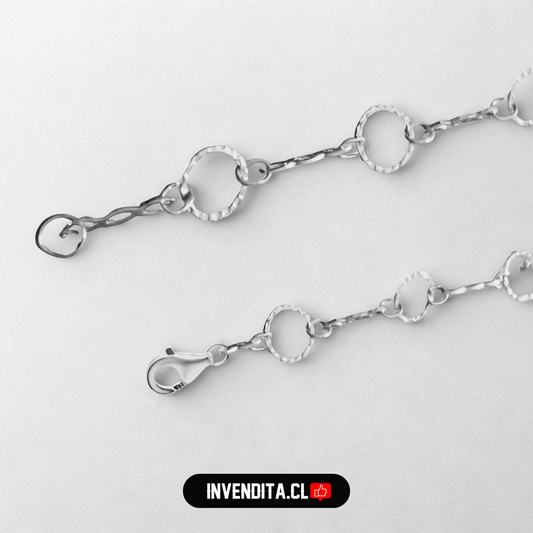 Pulsera de plata 925 circulos unidos con cadenas