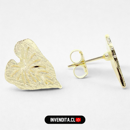 Aros enchapados en oro corazones de hojas
