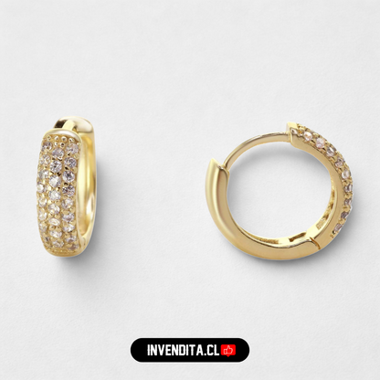 Aros enchapados en oro argollas Huggies con circones
