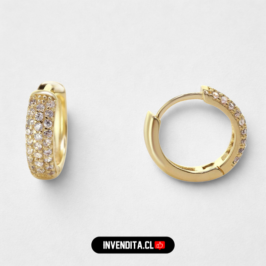 Aros enchapados en oro argollas Huggies con circones