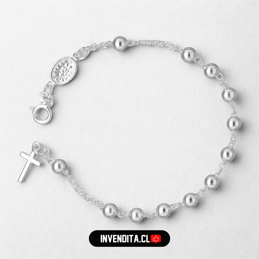 Pulsera de Plata 925 denario de la virgen de los rayos milagrosa