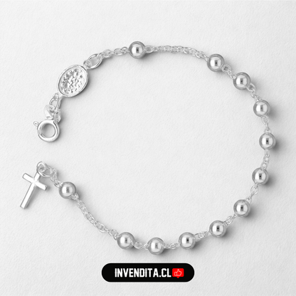 Pulsera de Plata 925 denario de la virgen de los rayos milagrosa