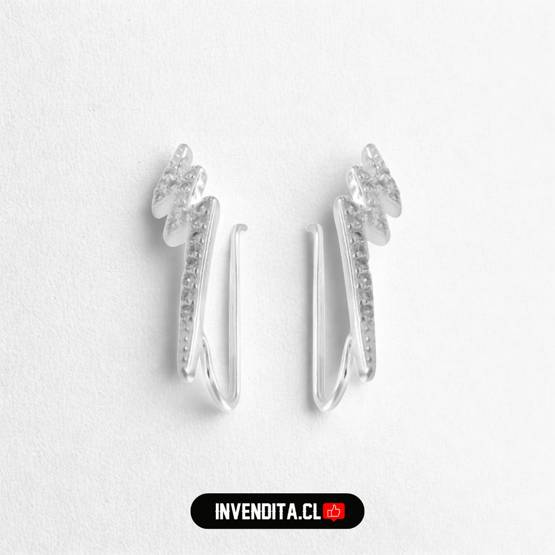 Aros de plata 925 rayo tipo trepador micro circón