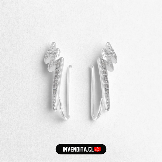 Aros de plata 925 rayo tipo trepador micro circón