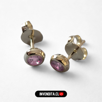 Aros enchapados en oro estilo punto de luz rosa