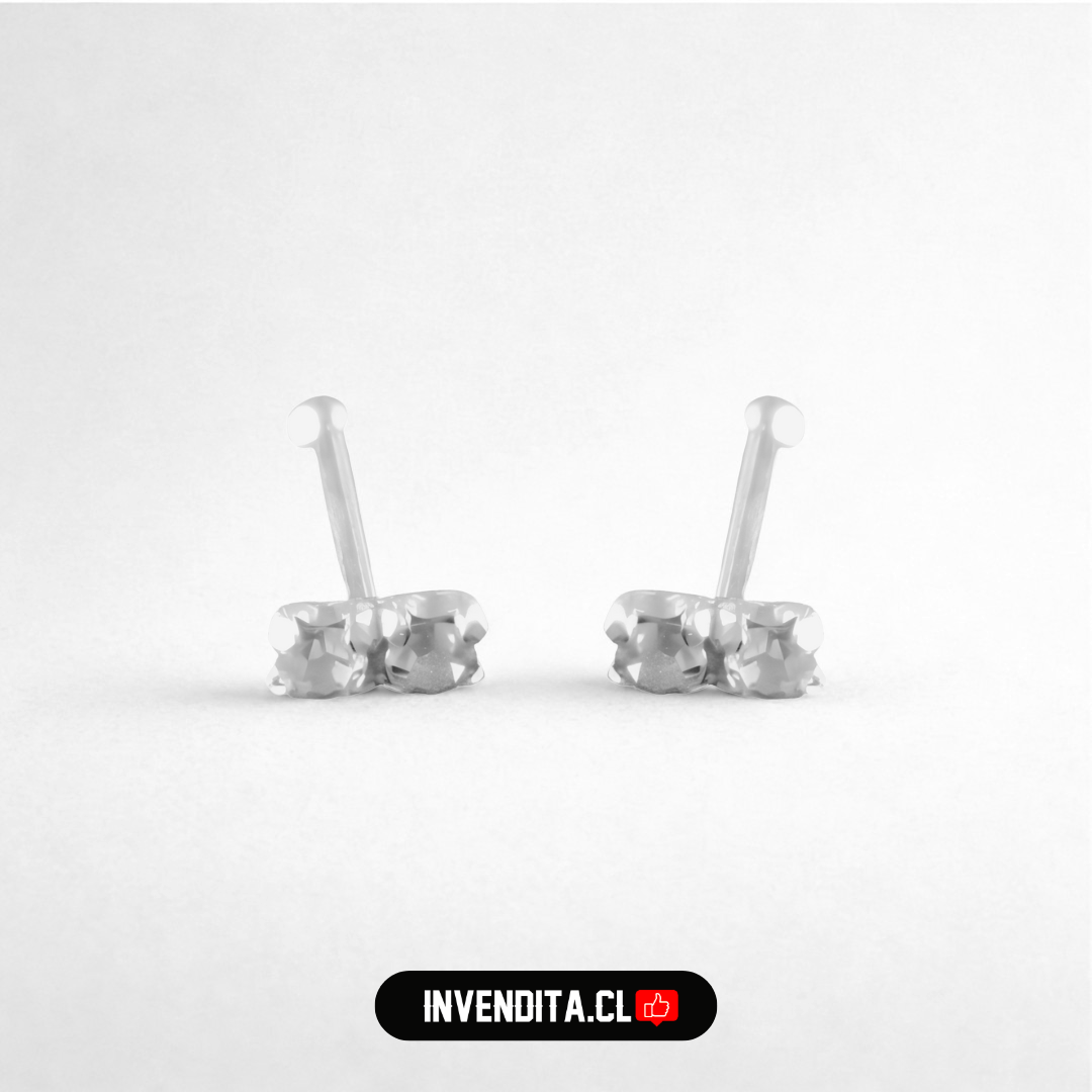 Aros de plata 925 piercing doble cuadrado