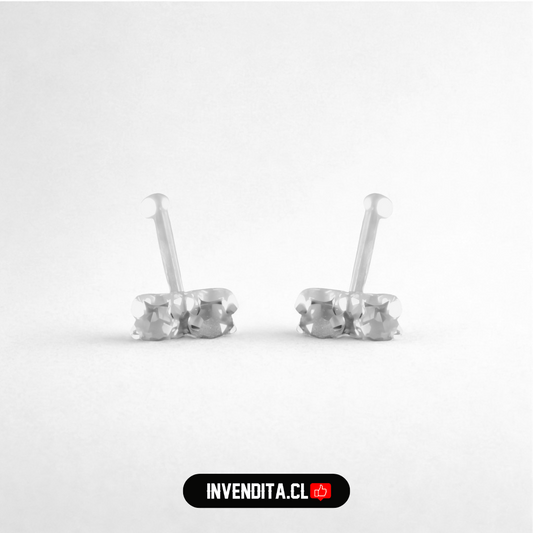 Aros de plata 925 piercing doble cuadrado