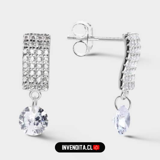 Aros de plata 925 estilo banda con circones y circón colgante