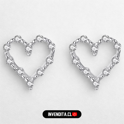 Aros de plata 925 corazones con micro circones