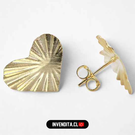 Aros enchapados en oro corazones biselados