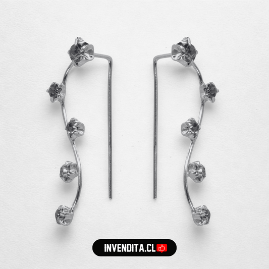 Aros de plata 925 trepadores brote de circones