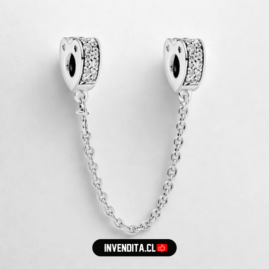 Charm estilo pandora corazones unidos con una cadena