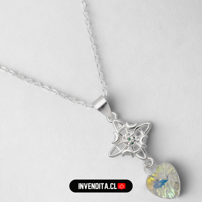 Collar de Plata 925 nudo de brujas con corazón cristal hecho con Swarovski