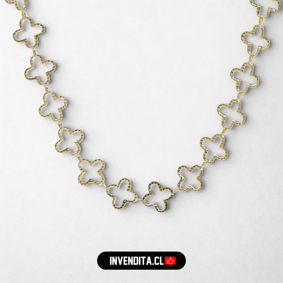 Collar enchapado en oro diseño placas de trébol