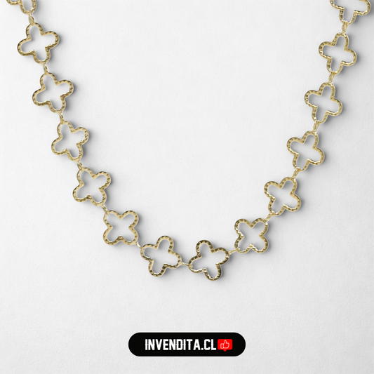 Collar enchapado en oro diseño placas de trébol