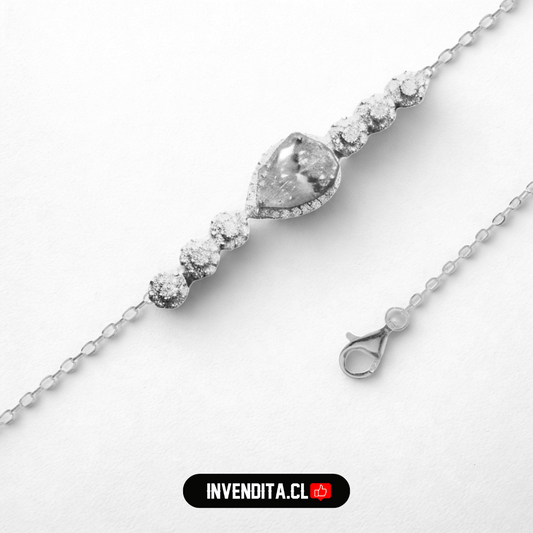 Pulsera de plata 925 circones con gota transparente