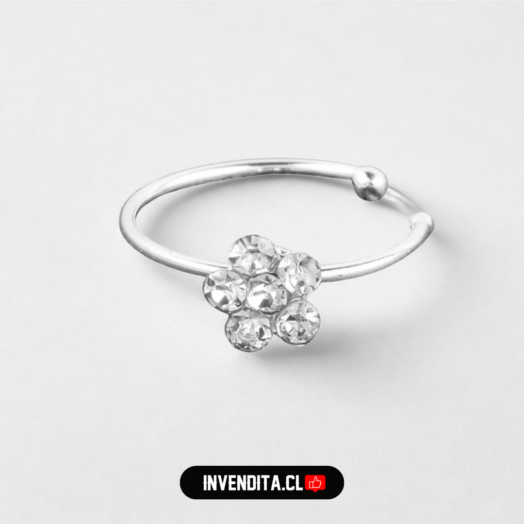 Aros de plata 925 piercing flor estilo Bali