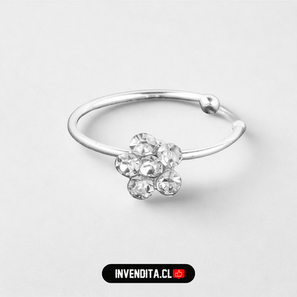 Aros de plata 925 piercing flor estilo Bali