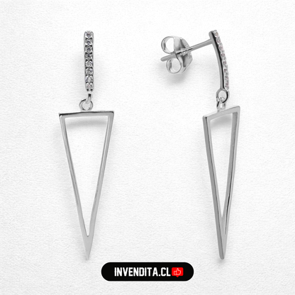Aros de plata 925 estilo triangular con circones