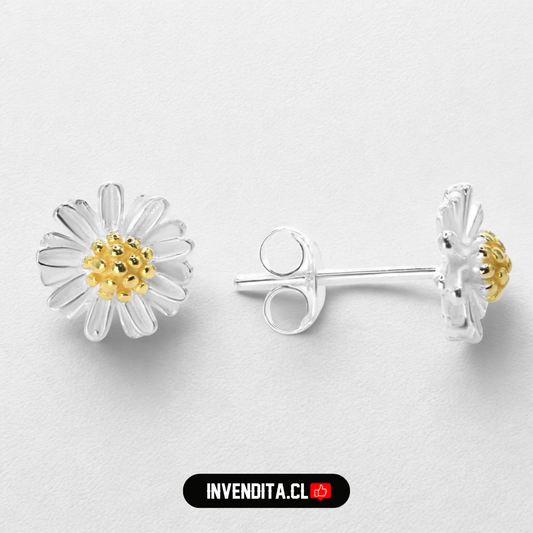 Aros de plata 925 pequeñas margaritas