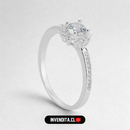 Anillo de Plata 925 modelo flor con gran circón