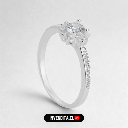 Anillo de Plata 925 modelo flor con gran circón