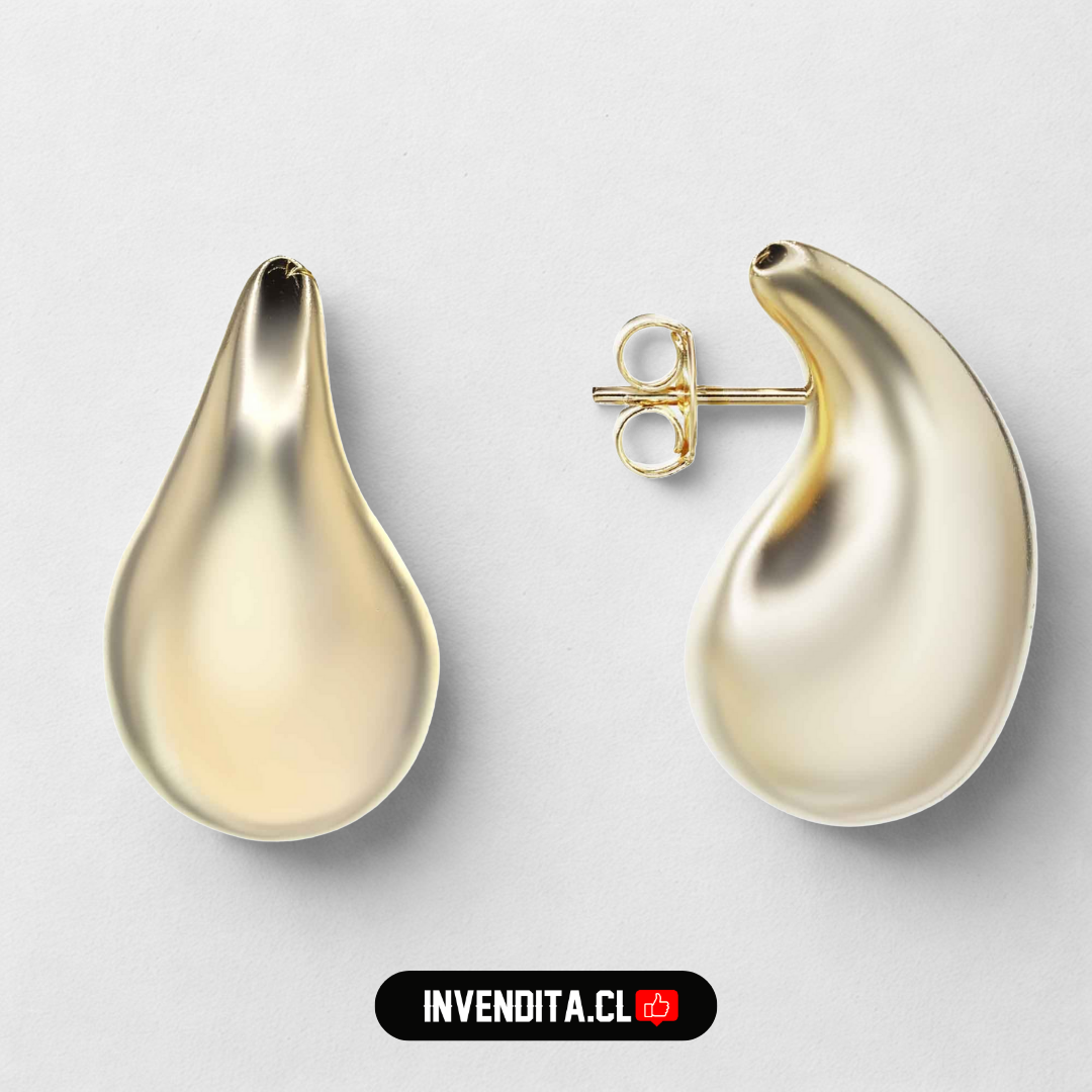 Aros enchapados en oro gotas medianas