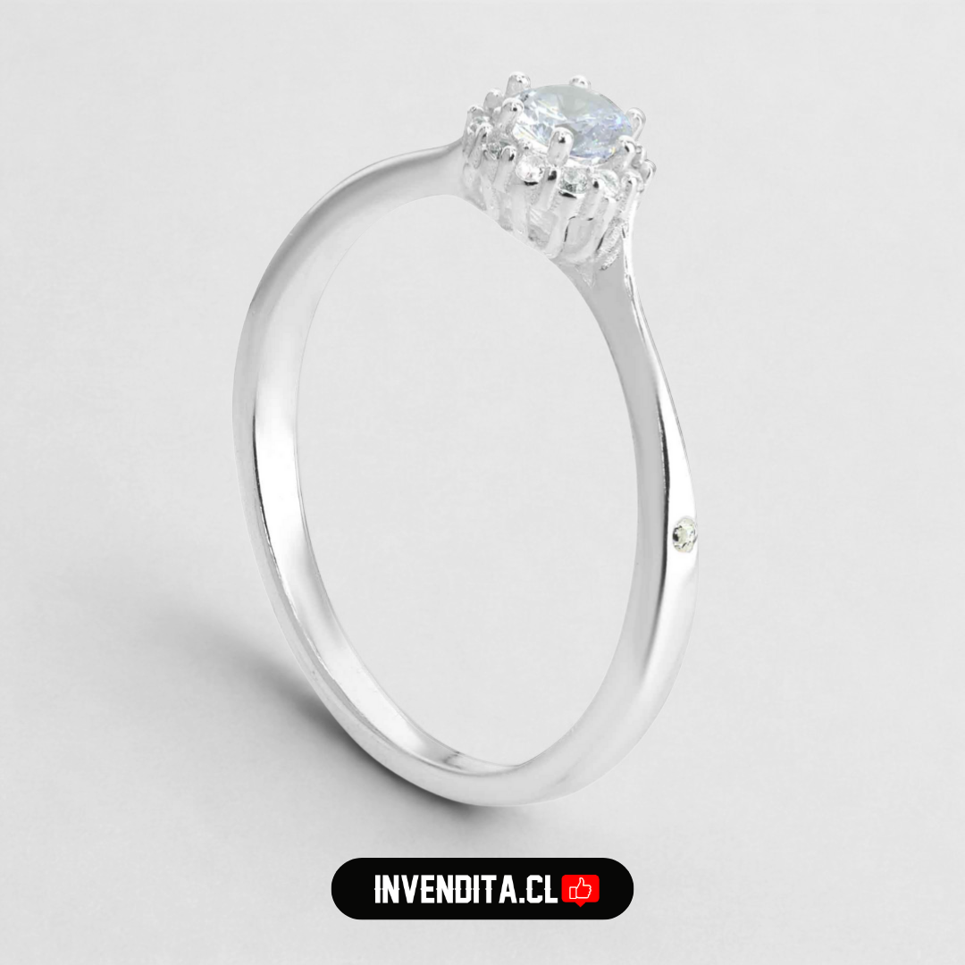 Anillo de plata 925 estilo capullo con circón