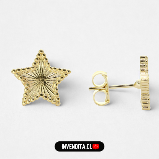 Aros enchapados en oro placas de estrellas con textura